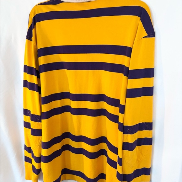 J. Crew Bold Yellow and Purple Striped Rugby Shirt XL - Picture 3 of 5
